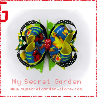 Sesame Street Grosgrain Ribbon Girls 4" Boutique Bow Hair Bows ( Hair Clip or Hair Band) # Style C Sesame Street Grosgrain Ribbon Girls 4" Boutique Bow Hair Bows ( Hair Clip or Hair Band) # Style C
